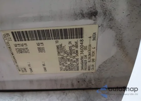 2019 Nissan Maxima 3.5 S из США, поврежденный, VIN 1N4AA6AV9KC360048